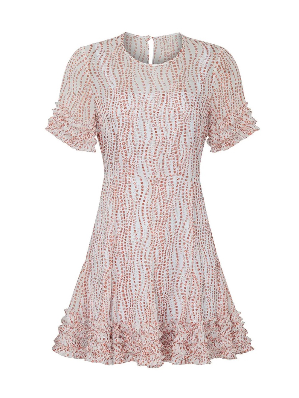 cinq a sept Ashton Ruffle Hem Dress Size 6 Sheer Playful Summer Wedding Guest